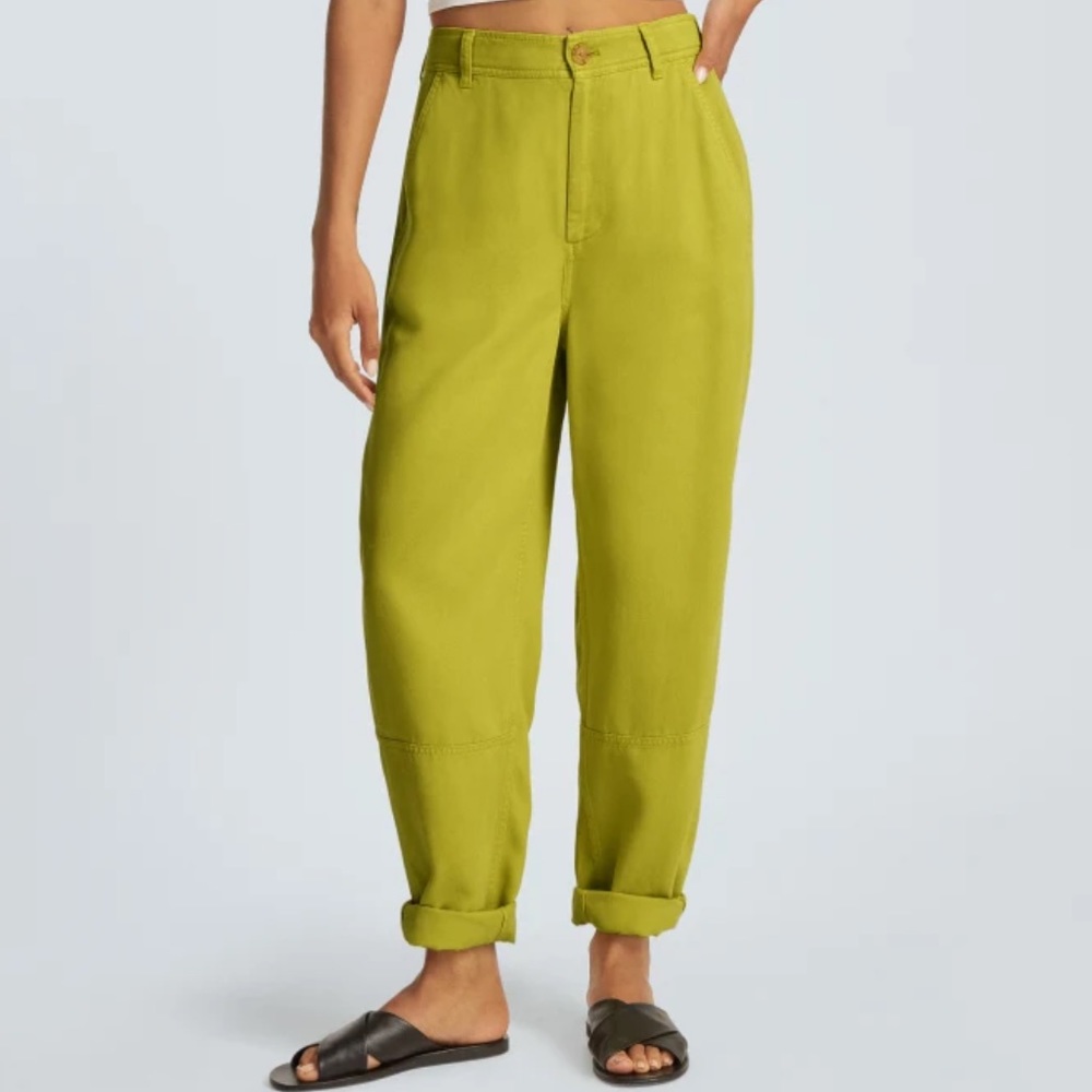 Everlane Chartreuse High-Rise Relaxed Tapered Joggers